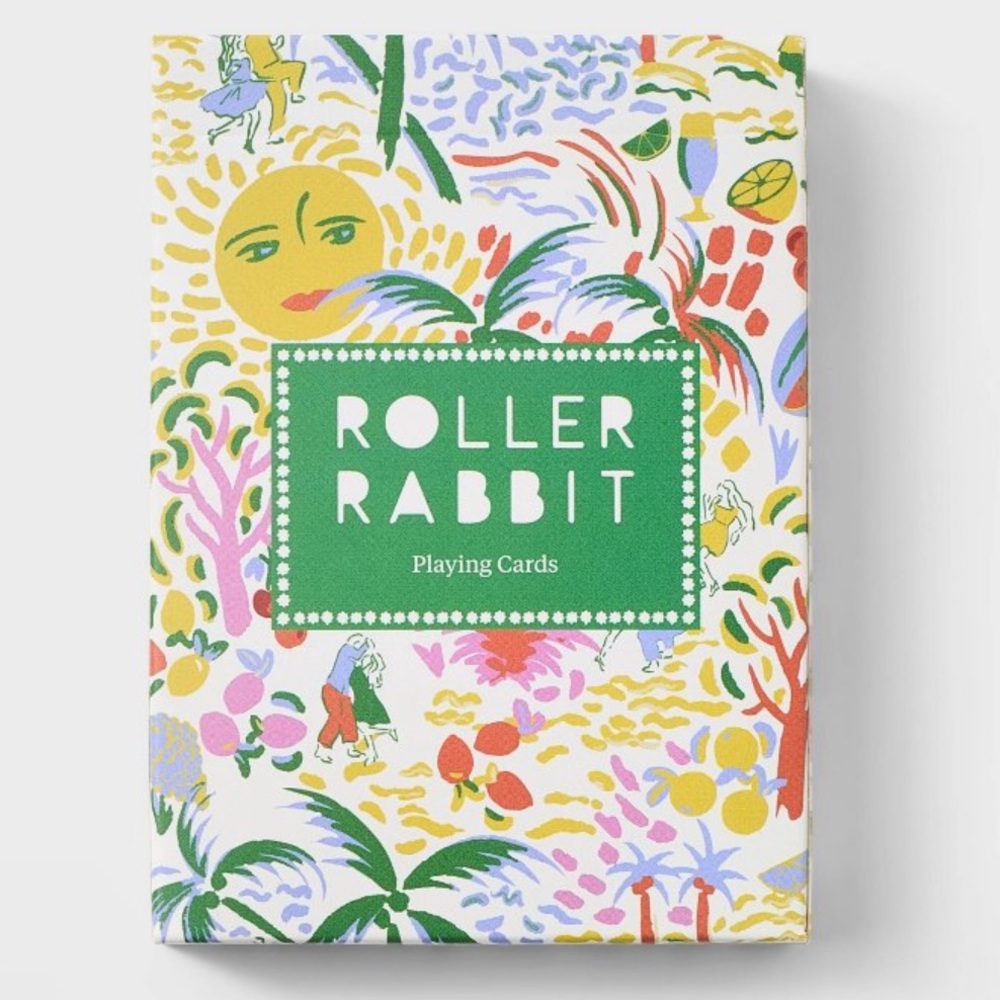 Roller Rabbit Green and Multicolor Illustrated Playing Cards